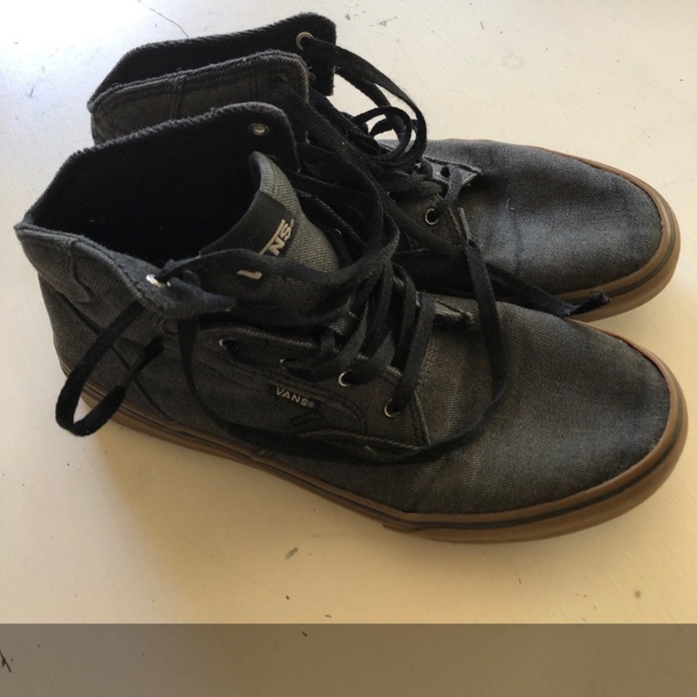Vans Hi Top Grey Washed Denim Sz 7